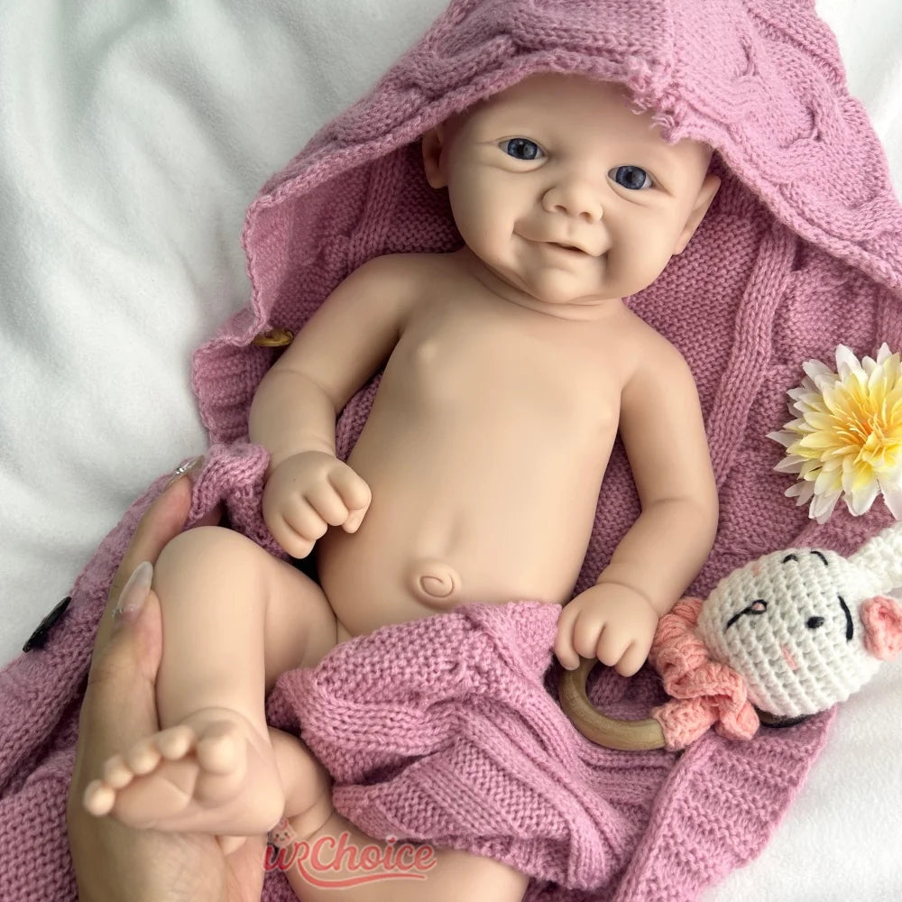 Lifelike 17Inch Baby Girl Vivienne Silicone Reborn Doll Handmade Soft Blue Eyes Adorable Rebirth Doll for Collector’s Gift