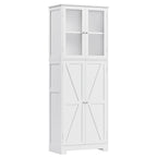 Bathroom wardrobe White, Bathroom wardrobe with 4 Doors and 6 Compartments, High wardrobe Kitchen wardrobe for bathroom, living room, Dining Room, B