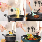 12-piece kitchen utensil set with wooden handle silicone spatulas, includes a stand, perfect for everyday kitchen use