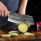 Kitchen Knife Damascus Pattern Japanese Chef Knife Stainless Steel Cleaver Butcher Knife Slicing Chopping Cutter Cooking Tool