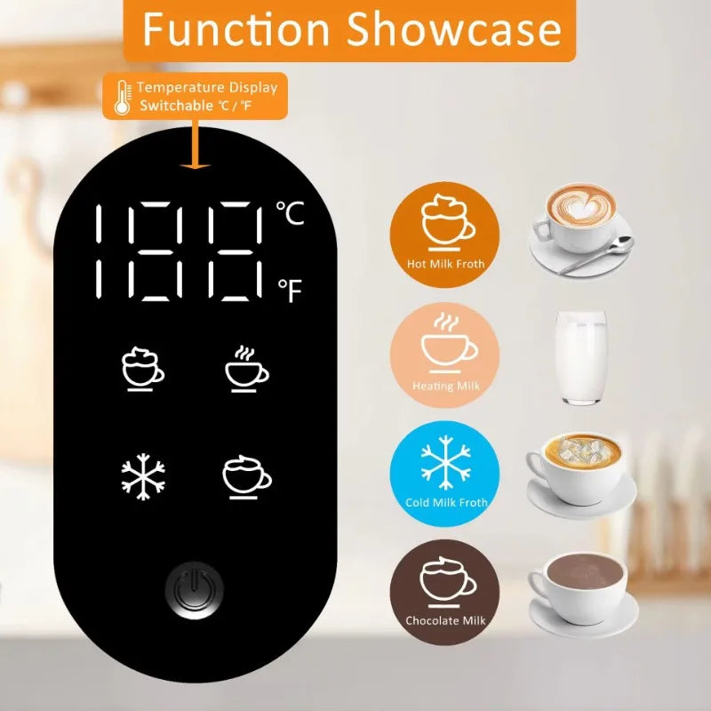 220v 400W Electric Steamer Pot Instant Milk Frother Automatic Hot Cold Foam Maker Plastic Warmer Coffee Latte Cappuccinos
