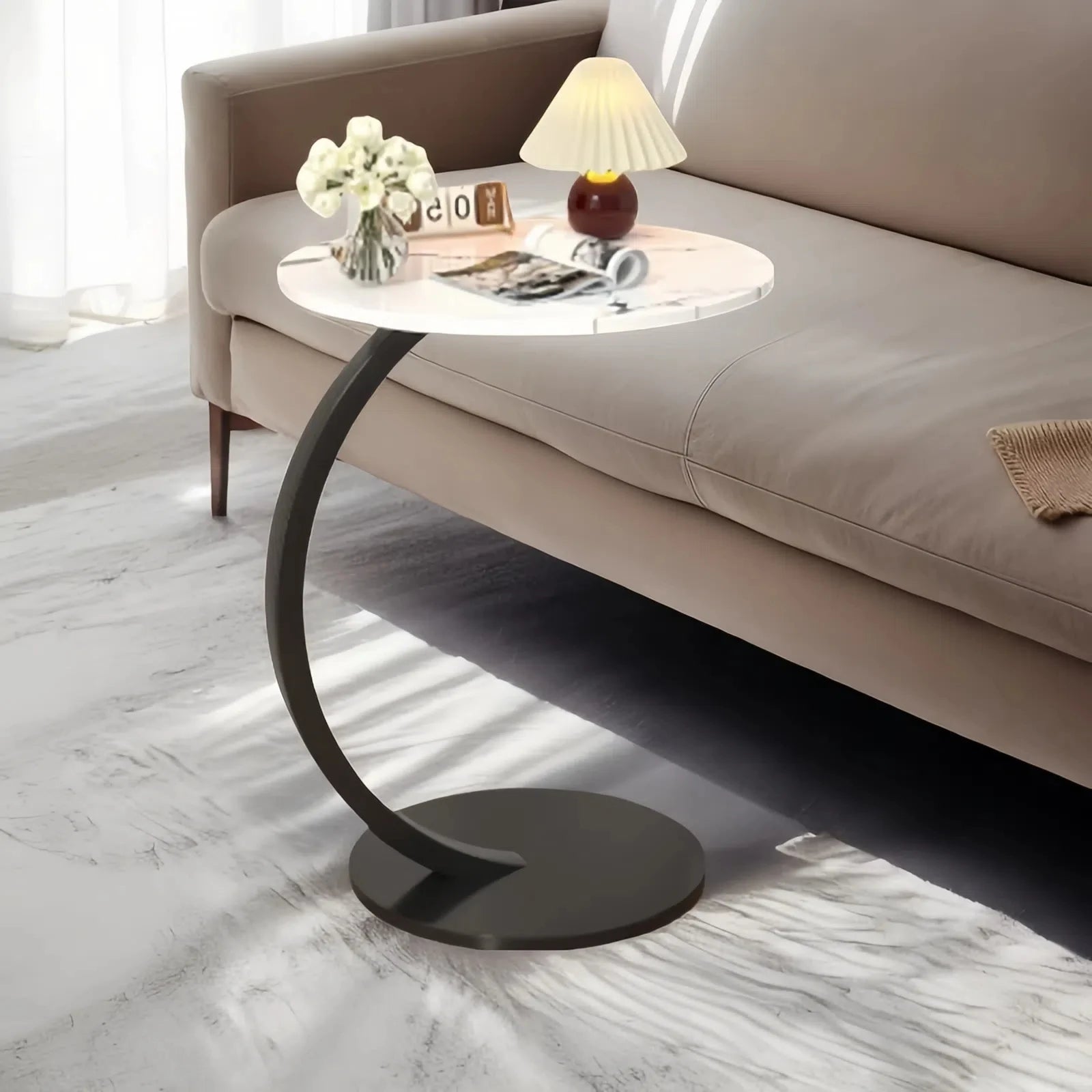 Coffee Tables Light Luxury Side Table Round Flower Bedside Table Bedside Home Study Desk Auxiliary Desk Living Room Furniture