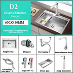 Stainless Steel Kitchen Sink Farm House Above Counter Undermounter Single Bowel Wash Basin with Faucet Drain Kitchen Accessories