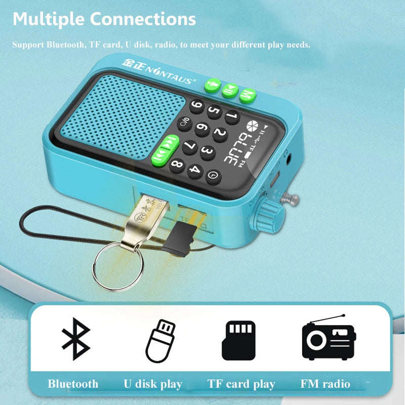 Portable Mini FM Radio for TF Card U Disk Music MP3 Player Support HD Rcording Reception Radios 5W Wireless Bluetooth Speaker
