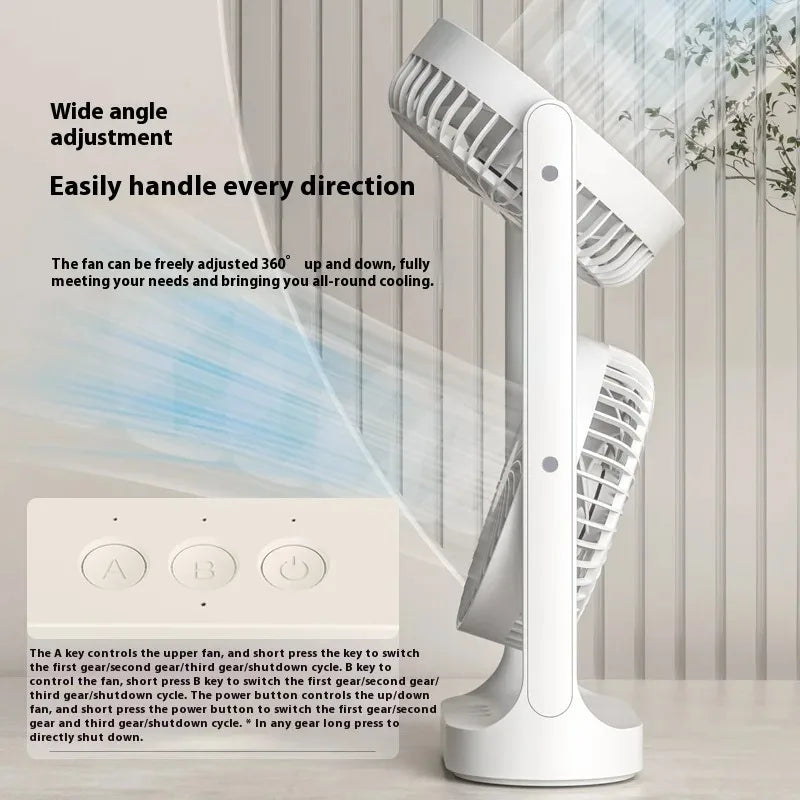Quiet Desktop Twin Fan: 360°Flexible Rotation, Type C Charging, Multi