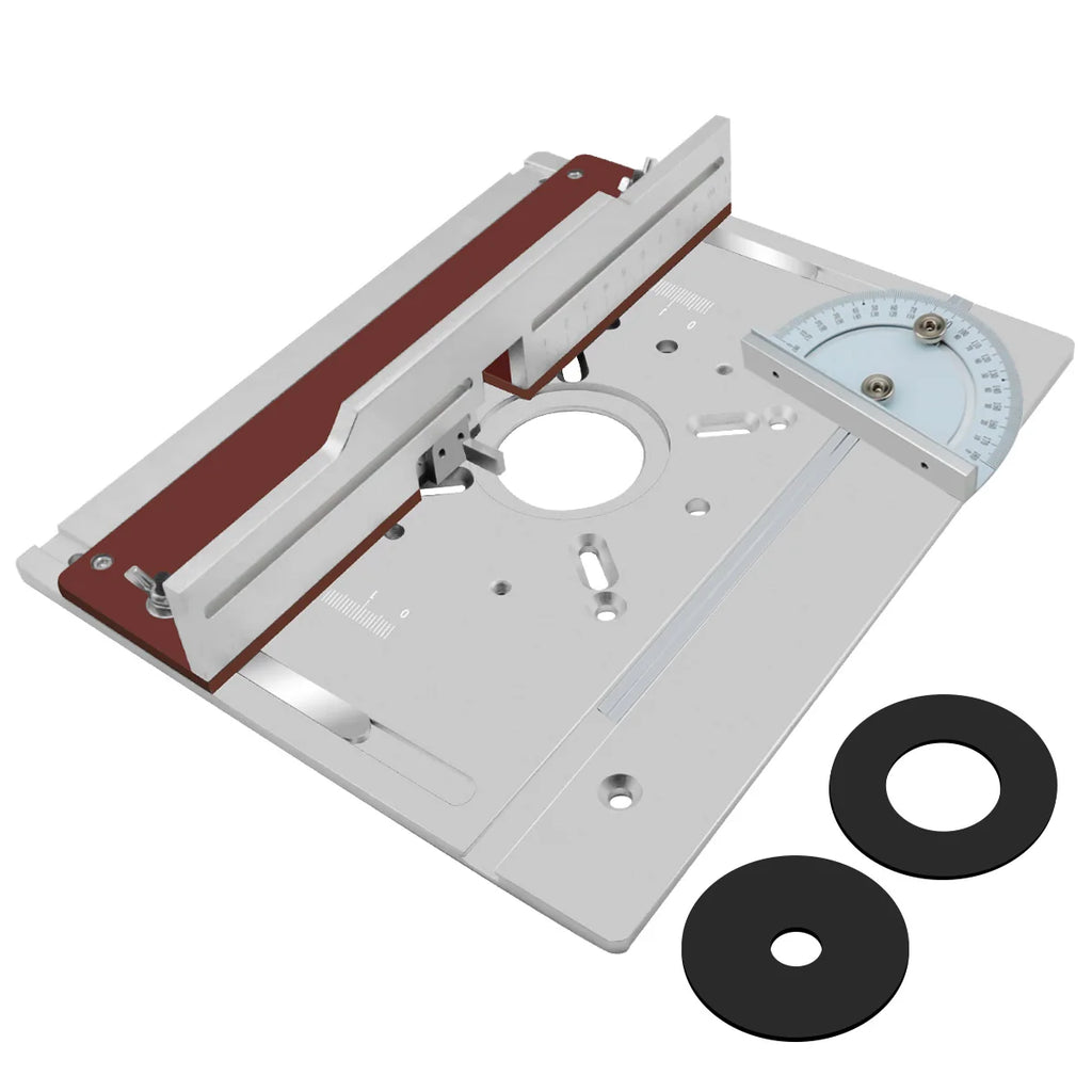 Router Lift -Aluminium Router Table Insert Plate with Tenoning Fence Electric Wood Milling Flip Board with Miter Gauge Guide Kit