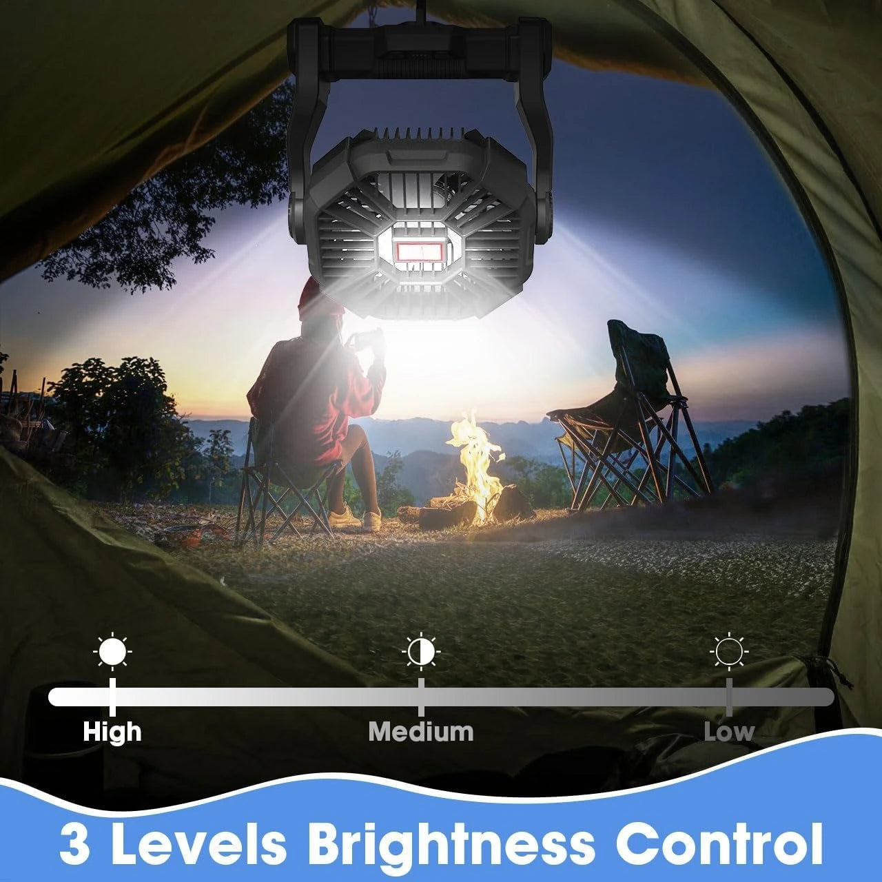 Camping Fan Portable with LED Light 20000mAh Rechargeable Battery Powe