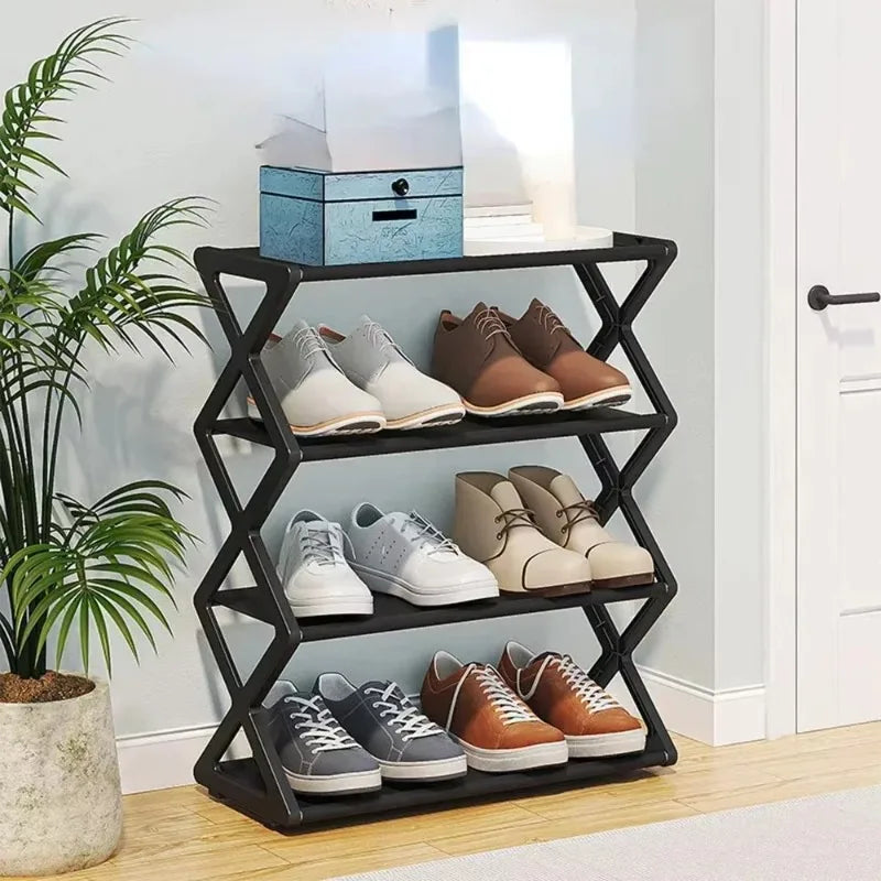 Home Shoe Shelf Organizer Sturdy 4 Tier Shoe Rack Foldable Dustproof Storage for Entryway Bedroom Closet Space Saving Organizer