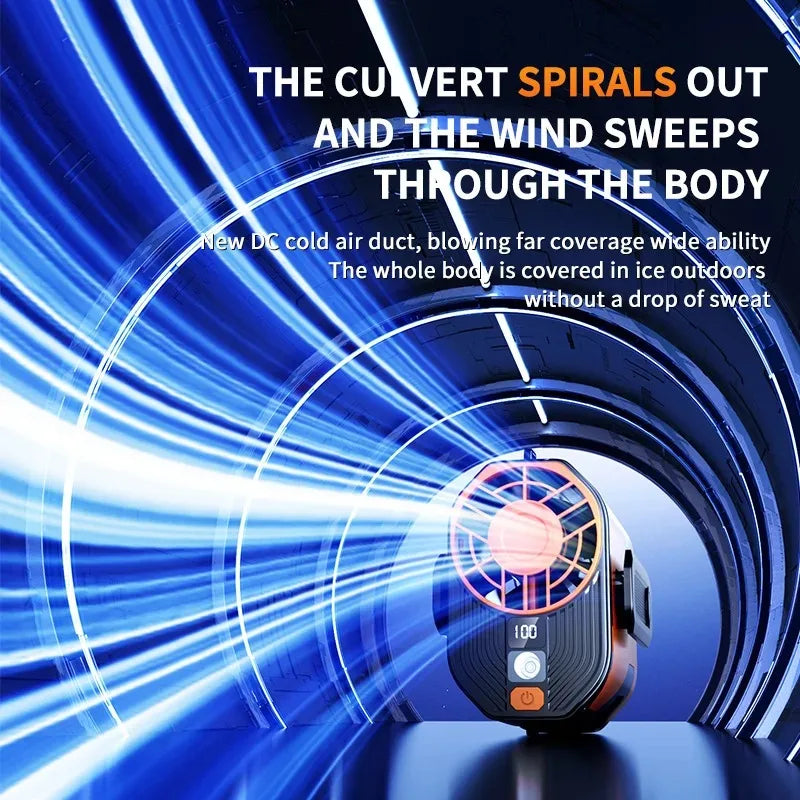 F83 Portable neck clamp fan, high speed waist fan, 100 speed, USB ultr
