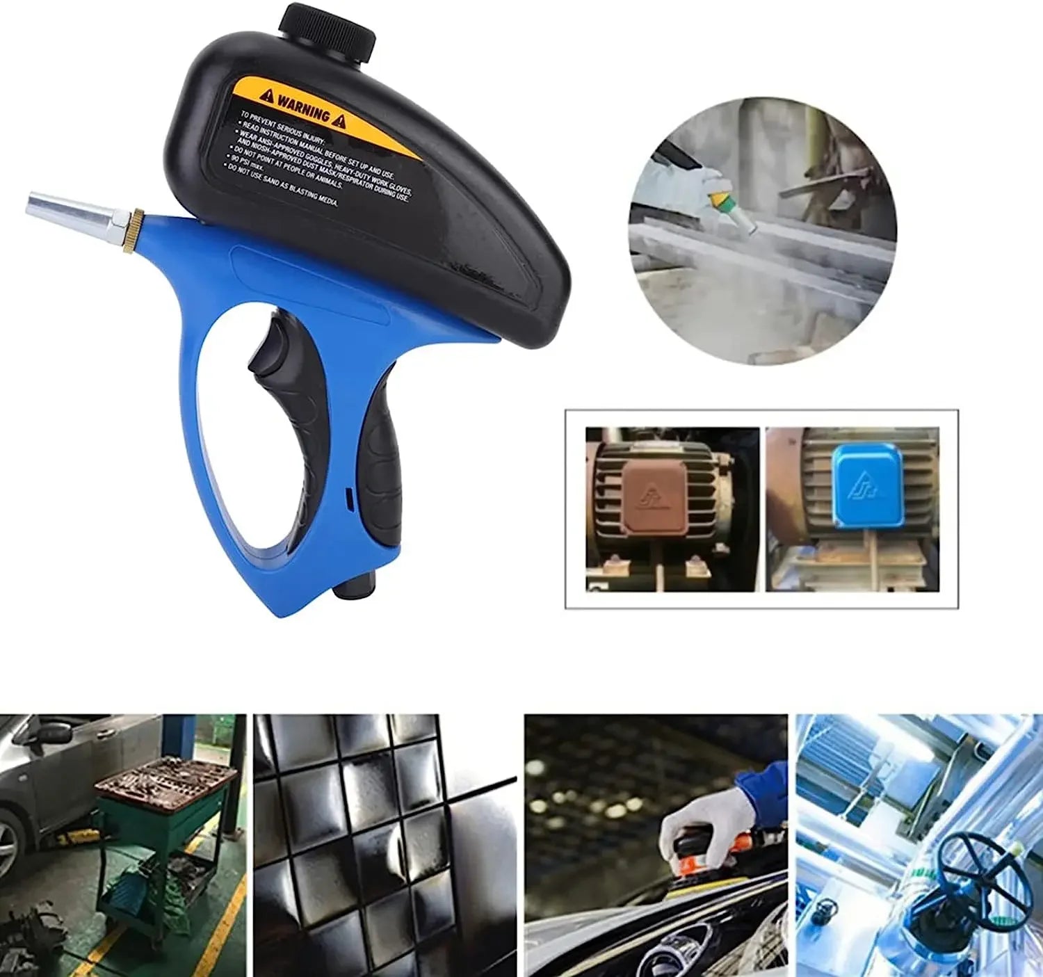 Handheld Gravity Blaster 90Psi Portable Sand Paint Sprayer Pneumatic Rust Power Tool Protection Blasting Air Gun High Pressure