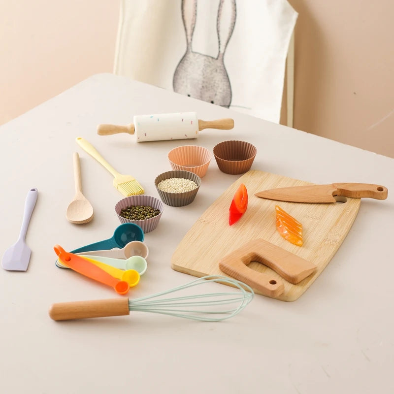 Kids Play Kitchen Set, Pretend Play Cooking Toys Set, Kitchen Toys Playset For Toddlers, Cutting Board Apron for Kids Kitchen