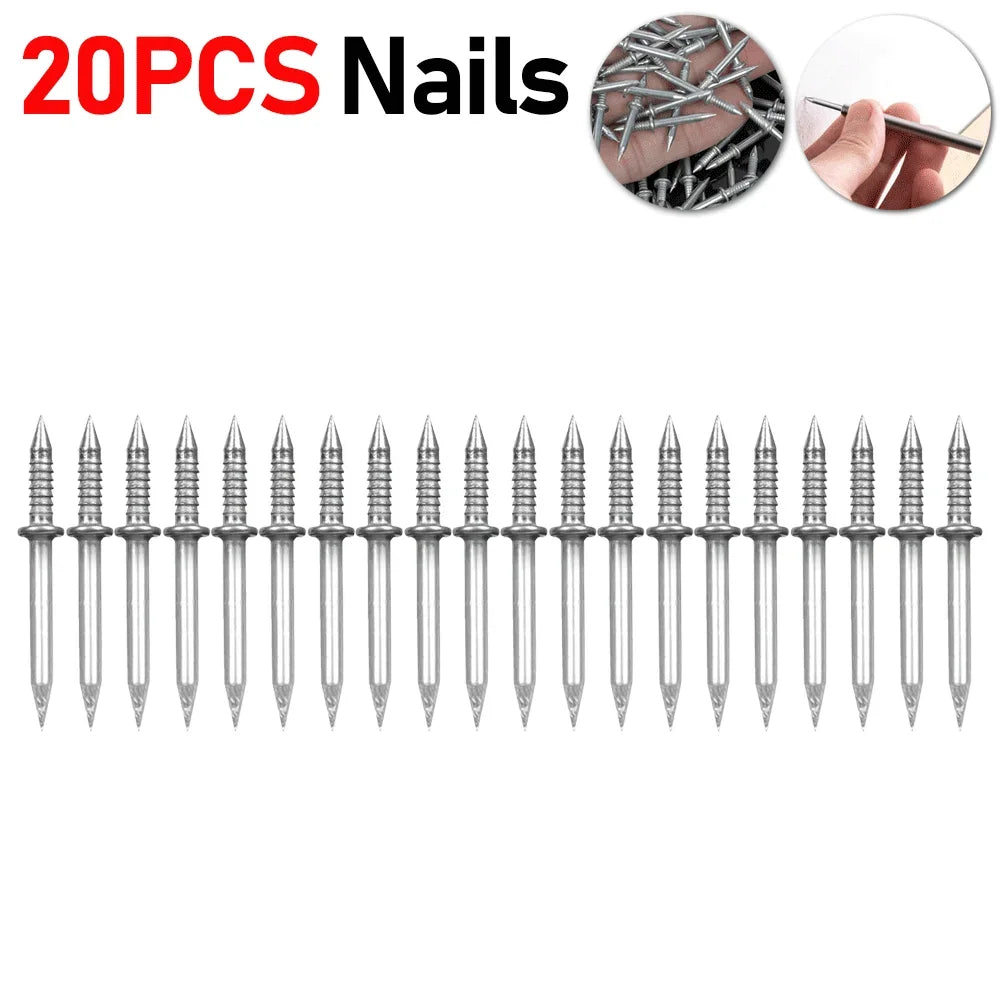300-10pcs Double Head Nails Anti-Rust Double-Head Seamless Thread Nail Hard Thread Screws Set for Solid Wood Skirting Boards