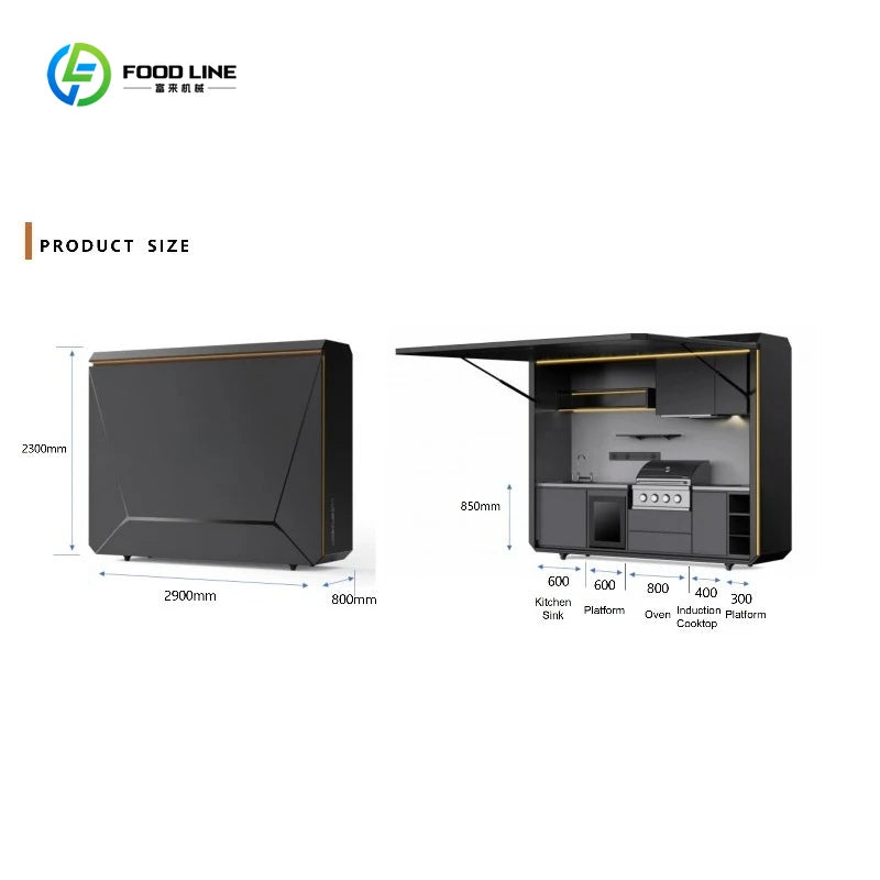 Customized Modern Premium Style Outdoor Kitchen Movable Kitchen Easy Install with Combined Sink & Fridge for Backyard Gatherings