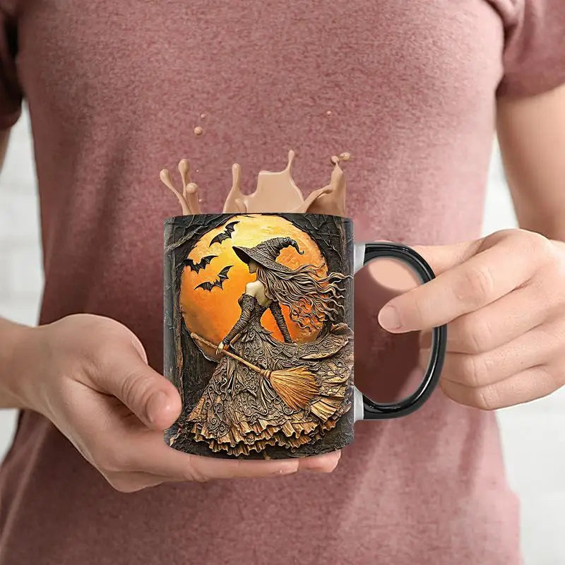 1pcs Witch Coffee Mug 350ml Ceramic Coffee Cup Water Cups Summer Winter Drinkware Birthday Gifts Halloween Gift For Women Men