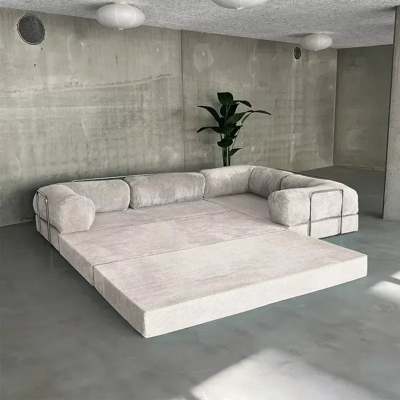 Modern High-Density Foam Corner Sofa Bed with Vacuum Compression for Living Room
