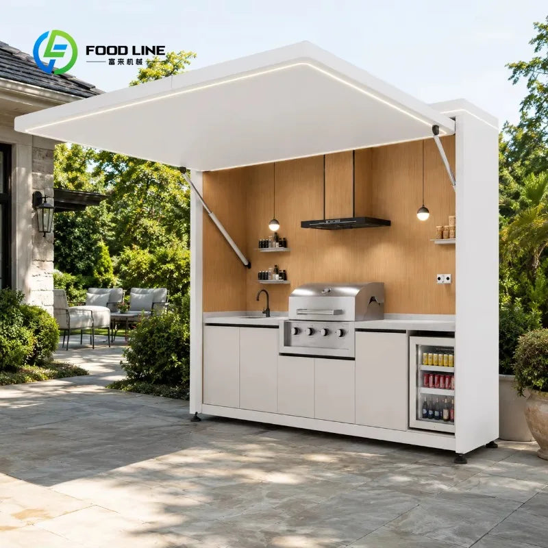 Customized Modular Outdoor Kitchen with Sink Grill and Storage Stylish Rust Proof Perfect for Backyard and Patio