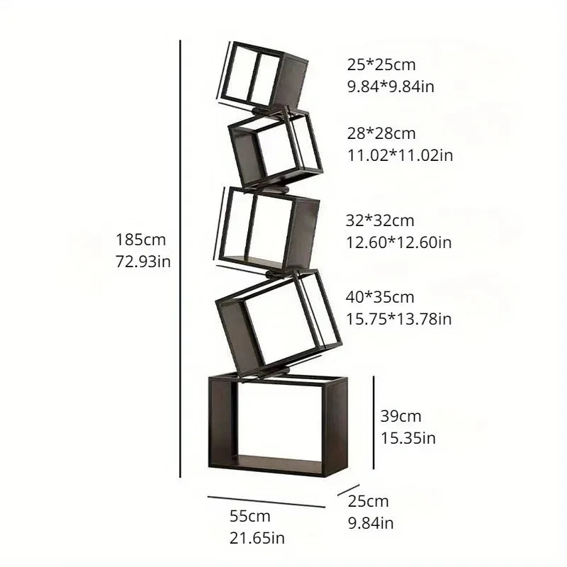 Modern Multi-Layer Corner Bookshelf Vertical Iron Bookcase for Office Storage Shaped Multi-Tier Book Rack
