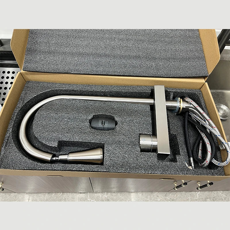 Popular Waterfall Faucet 304 Stainless Steel Hot And Cold Rainfall Kitchen Sink Water Taps Pull Out Spray Kitchen Sink Faucet