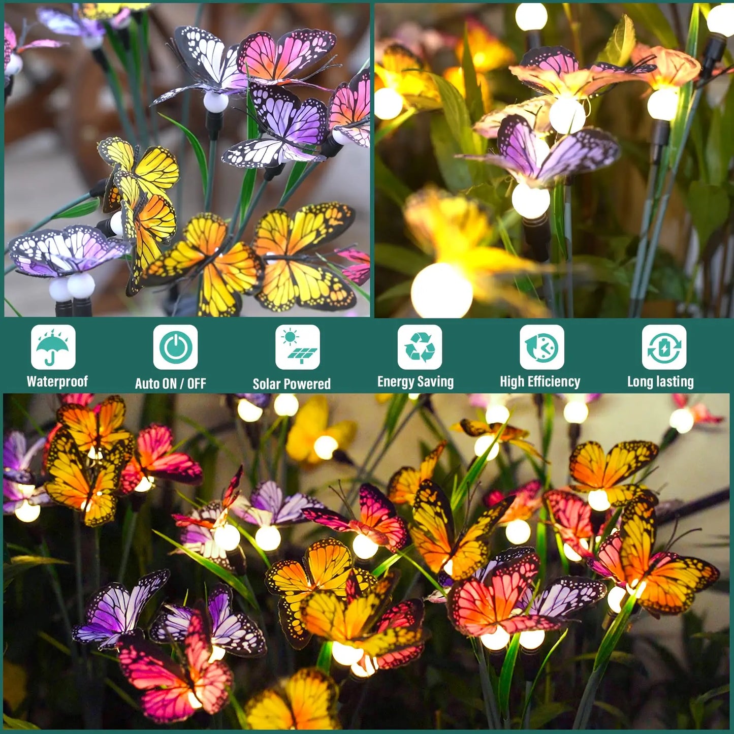 Butterfly Solar Garden Light Swaying Firefly Light 8 Modes Outside Solar Lamp Gift Yard Patio Pathway Outdoor Wedding Decoration