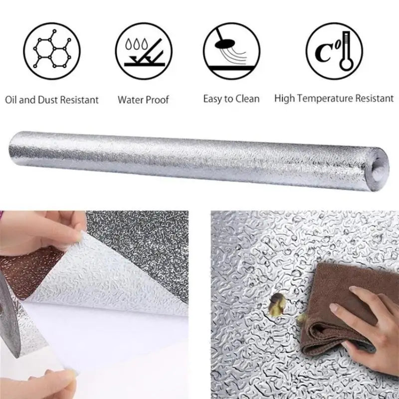 Kitchen Stickers Oil-proof Self Adhesive Anti Fouling High Temperature Waterproof Aluminum Foil Wallpaper Cabinet Contact Papers