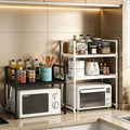 2/3 Floor Kitchen Microwave Rack, Desktop Oven and Toaster Storage Rack, With Hooks to Save Space, Kitchen Storage Rack