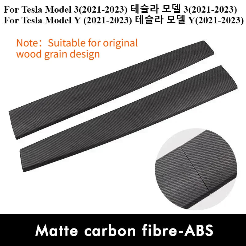 Car Door Side Trim Dashboard Cover For Tesla Model 3 Y Carbon Fiber Pattern Front Interior Dashboard Central Control Trim Strip