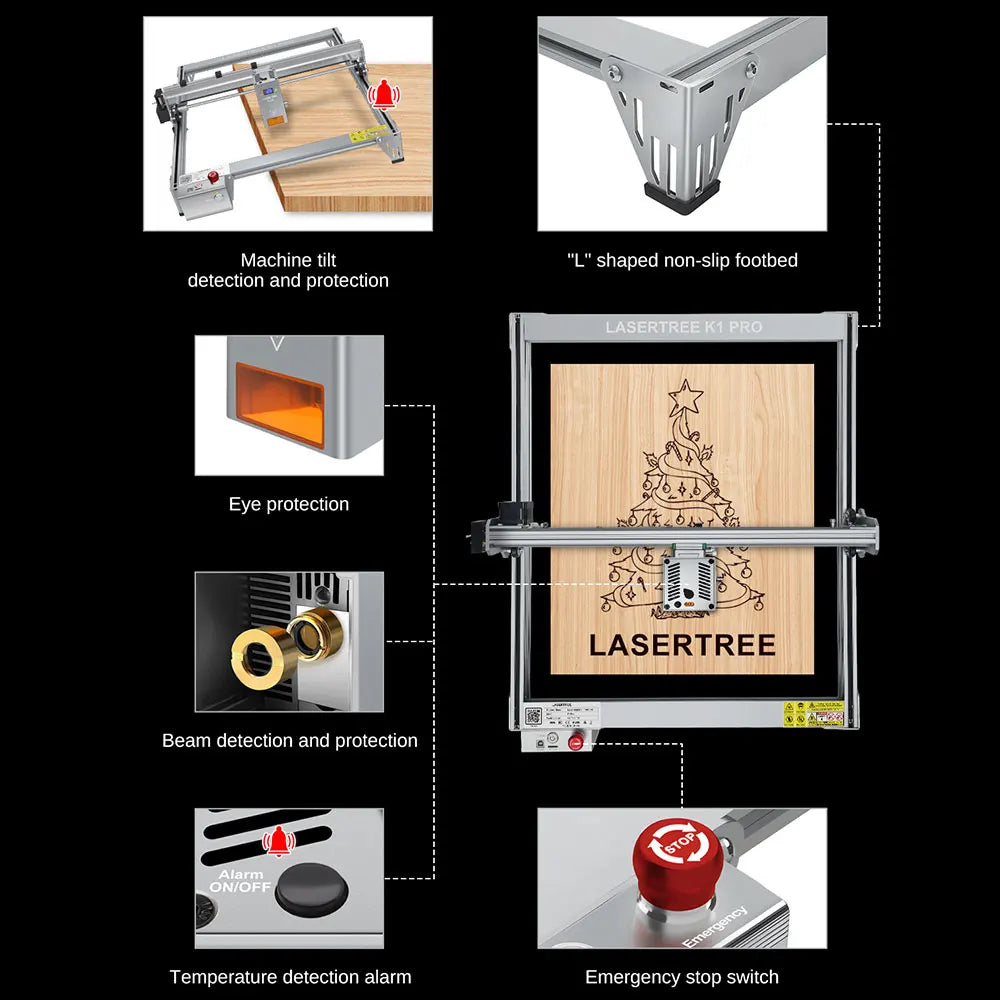 LASER TREE K1 PRO 30W 40W Laser Engraver & Cutter Machine, 400x400mm Engraving Area, CNC Woodworking Tools forMDF /Black Acrylic