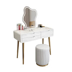 Modern Luxury Dresser Set With Mirror And Lights Mirror Drawer Solid Wood Small Apartment Room White Makeup Furniture Design