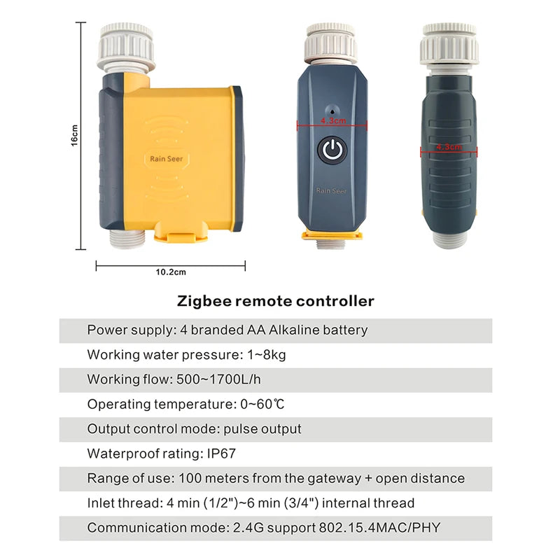 Rain Seer Tuya Zigbee Garden Home Irrigation Watering Timer WiFi Water Timer Mobile Phone Remote Solenoid valves Controller