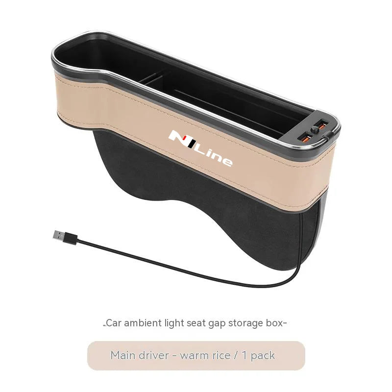 Hyundai N Line I30 Sonata Elantra i40 Kona Tucson IONIQ Santa-fe Venue i20ix25 Car Seat Gap Crevice Slot Storage Box Accessories