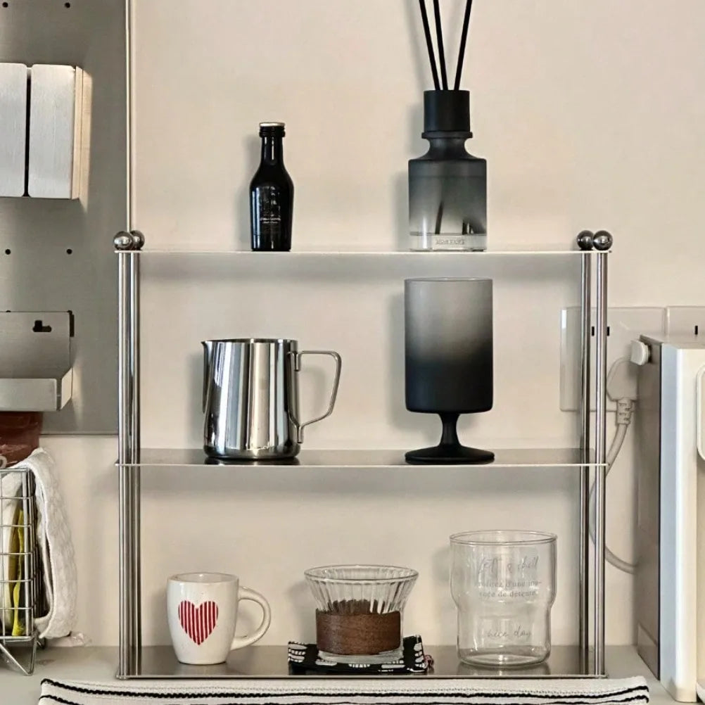 Modern Stainless Shelf Steel 2/3 Layers Minimalist Storage Rack  Cup Cosmetics Rack Kitchens Accessories Storage Organization