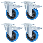 Fixkit 4x 100mm Swivel Castors with Brake Transport Castors Heavy Duty Castors 150kg Per Castor Polyurethane Furniture Wheel