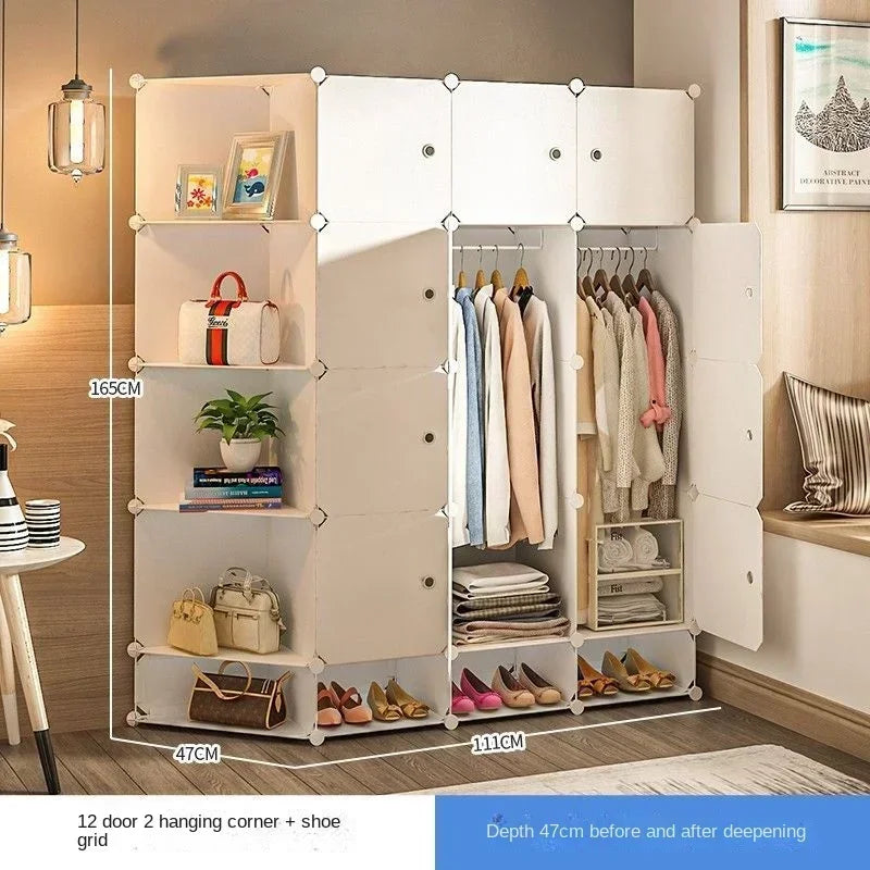 Simple Wardrobe Clothes Folding Cabinets Dressers Cube Storage Locker Plastic Collapsible Dustproof Home Bedroom Furniture