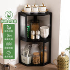 Bamboo Kitchen Corner Spice Rack Tiered Condiment Organizer Multi-Function Countertop Storage Shelf for Seasoning Jars