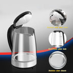 2L Glass Electric Kettle Fast Boiling Water Heater Tea Coffee Thermo Pot Large Capacity Auto Shutoff Smart Kettle for HomeOffice