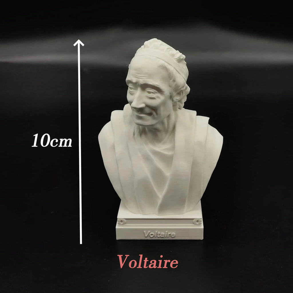French writer philosopher ornaments Descartes, Montesquieu, Foucault, Voltaire and Rousseau imitation plaster statues  souvenirs