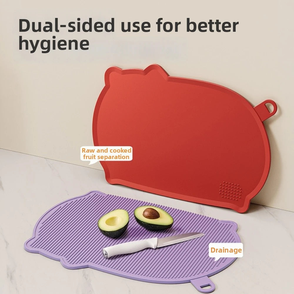 Kitchen Tools Non-Slip Anti-Mildew Cutting Board Double-Sided Soft Chopping Board Hangable Thickened Fruit Cutting Board Kitchen