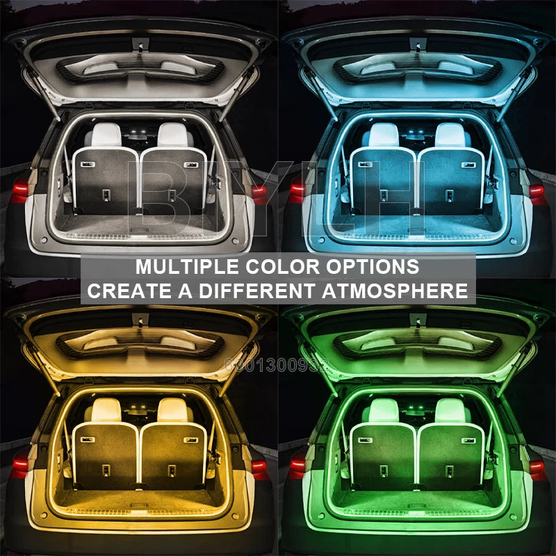 For Tesla Model Y 2021-2024 Frunk Brighten LED Strip APP Control RGB Flow Light Waterproof Flexible Trunk Silicone Interior Lamp