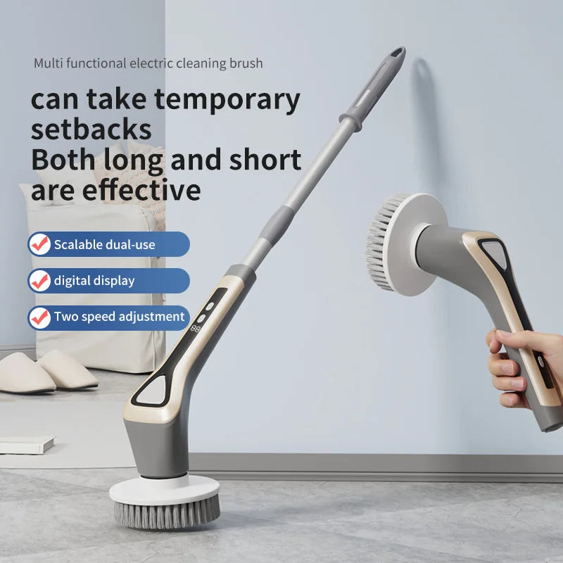 Electric Cleaning Brush Cordless Handheld Shower Scrubber Spin Cleaner Multifunctional Cleaner with 7PCS Heads Bathroom Kitchen