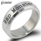 BTS ARMY Kpop Rhinestone Titanium Steel Ring - 18mm