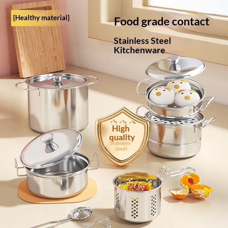 Trendy Mini Real Cooking Kitchen Set Food Grade Safe Small Cooking Utensils Kit Real Cookable Play Toy For Girls Birthday Gift