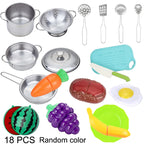 Kitchen Pretend Play Toys with Stainless Steel Cookware Pots and Pans Set, Cooking Kitchen Toys Education Pretend Play