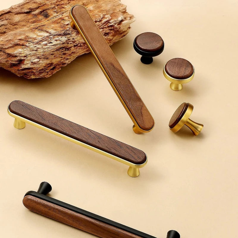 Kitchen Closet Dressing Table Wooden Furniture Handles Walnut Cabinet Door T Bar Wood Knobs Pulls Wardrobe Cupboard Drawer Pulls
