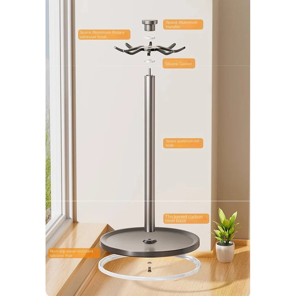 8 Hooks Kitchen Utensils Stand 360 Degree Rotating with Water Tray Flatware Storage Rack Non-slip Rust-proof