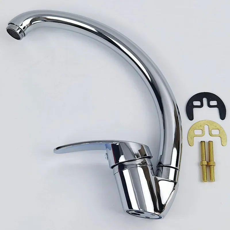 Kitchen Faucet 360° Rotation Household Kitchen Hot and Cold Tap Single Handle Deck Mounted Polished Basin Sink Mixer Tap