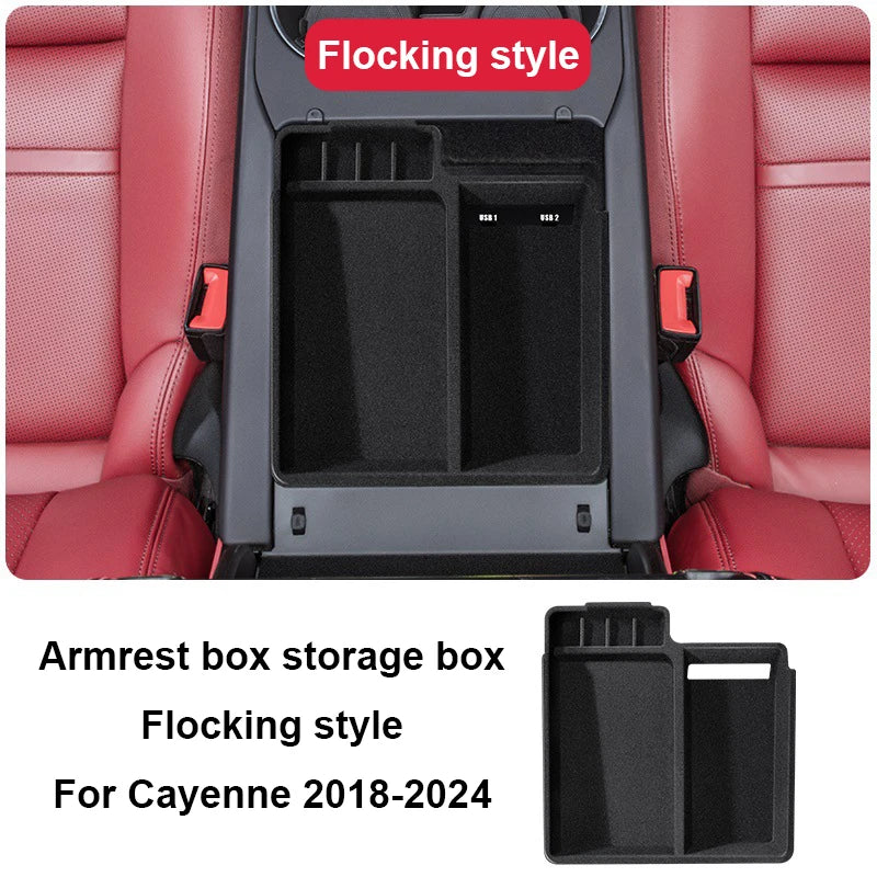 For Porsche Cayenne 2018 2019 2020 2021 2022 2023 2024 Car Center Console Storage Box Tray Armrest Organizer Case Accessories