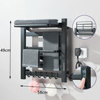 Black Bathroom Electric Heated Towel Rack with Digital Display Touch Thermostatic Dry Towel 304 Stainless Steel Heater