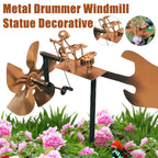 Metal Wind Spinner Metal Drummer Windmill Statue Decorative Wind Power Rock Art Statue for Garden Yard Patio Lawn Porch Backyard