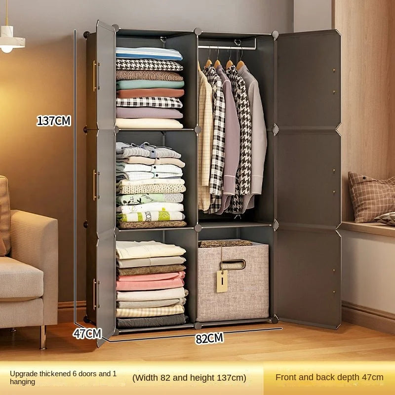 Folding Wardrobe Clothes Cabinets Simple Dressers Cube Storage Locke Closet Plastic Collapsible Sturdy Home Bedroom Furniture