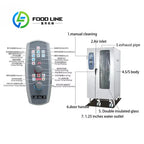 Customize Commercial Kitchen Multifunction Counter Top 20 Trays Electric Combination Combi Steamer Oven